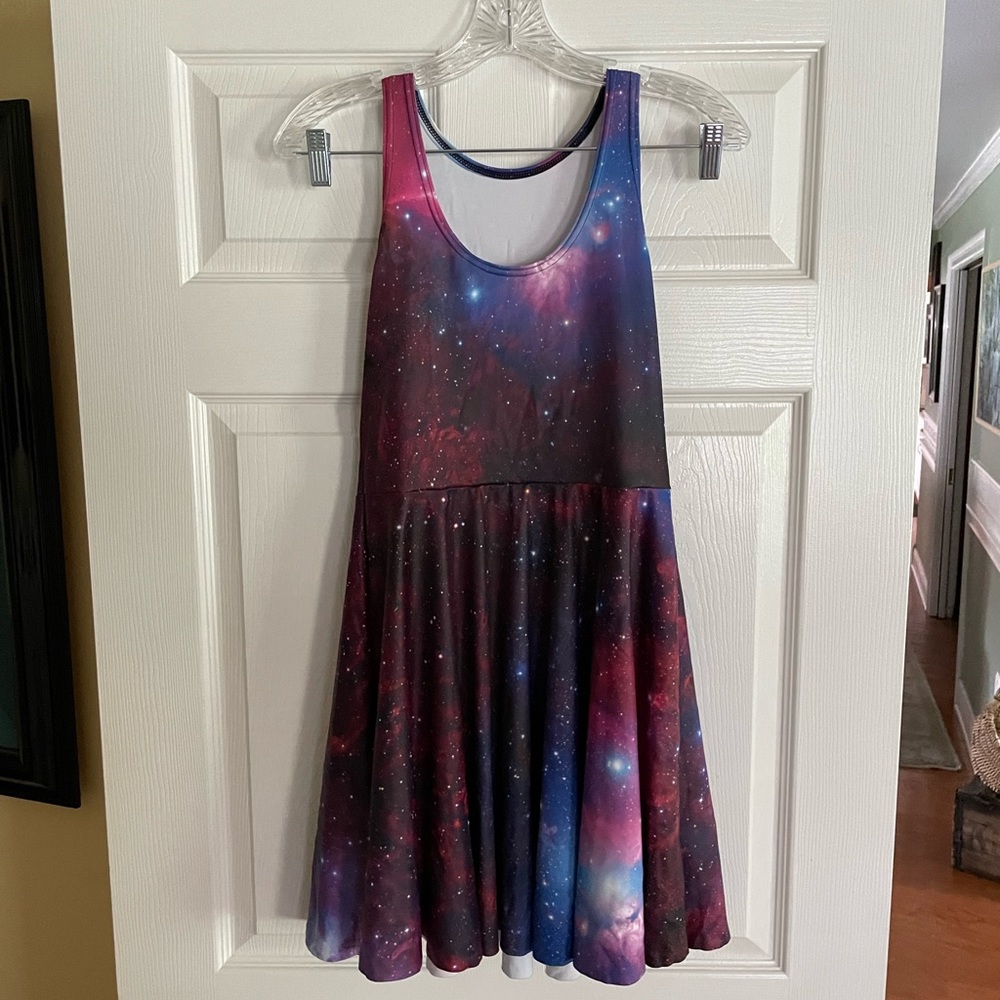 Blackmilk scoop neck/razor back dress size M galaxy print